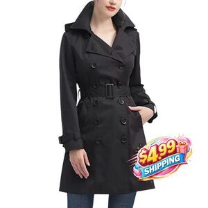 Kimi + Kai Women's Adley Water Resistant Hooded Trench Coat SMALL  NWT